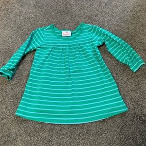 Hanna Andersson long sleeved dress teal stripe 80